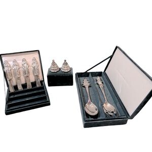 Godinger Silver Art Co. Holiday Christmas‎ Serving Set Santa Clause & Trees